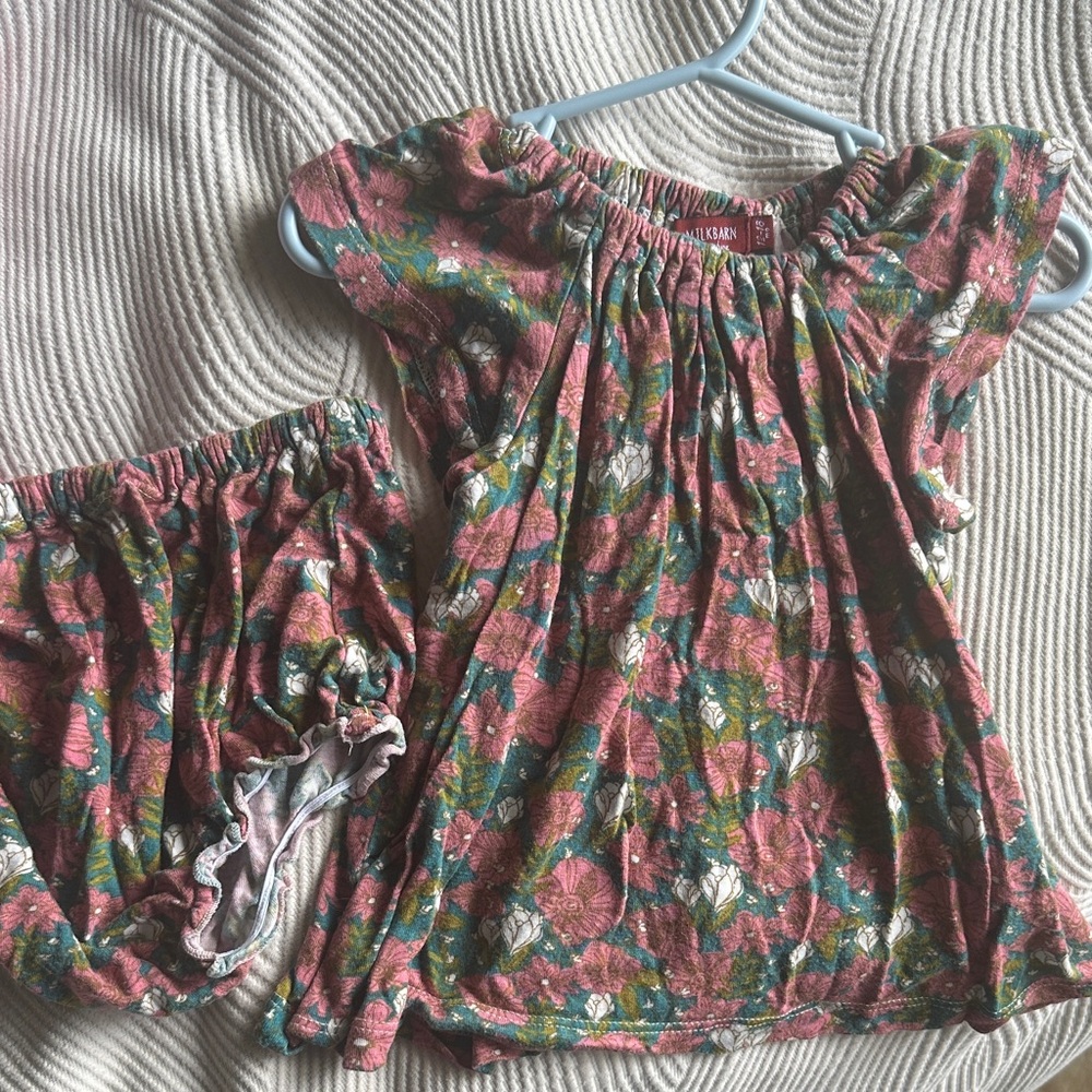 Milkbarn Pink and Green Baby Outfit